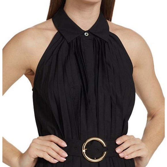 Elie Tahari Pleated Fit & Flare Belted Halter Midi-Dress - Picture 7 of 16